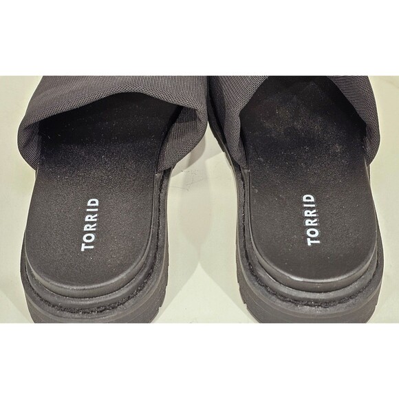 NWT Torrid Flatform Slide Sandals Chunky Lug Stretch Black Minimalist Size 8.5WW - Picture 8 of 12